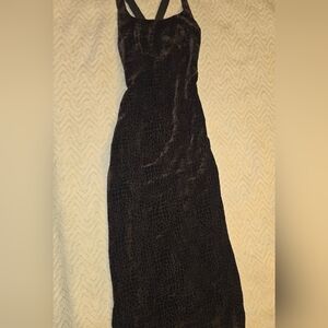 Elegant Brown Velvety Textured Maxi Dress